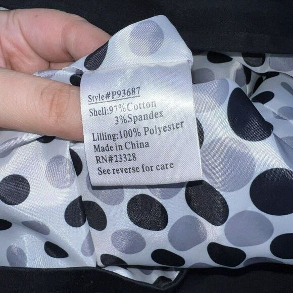 Pendleton Womens Black Trench Size 4 Cotton Polka Dot Lining and Collar Pockets - Picture 5 of 6